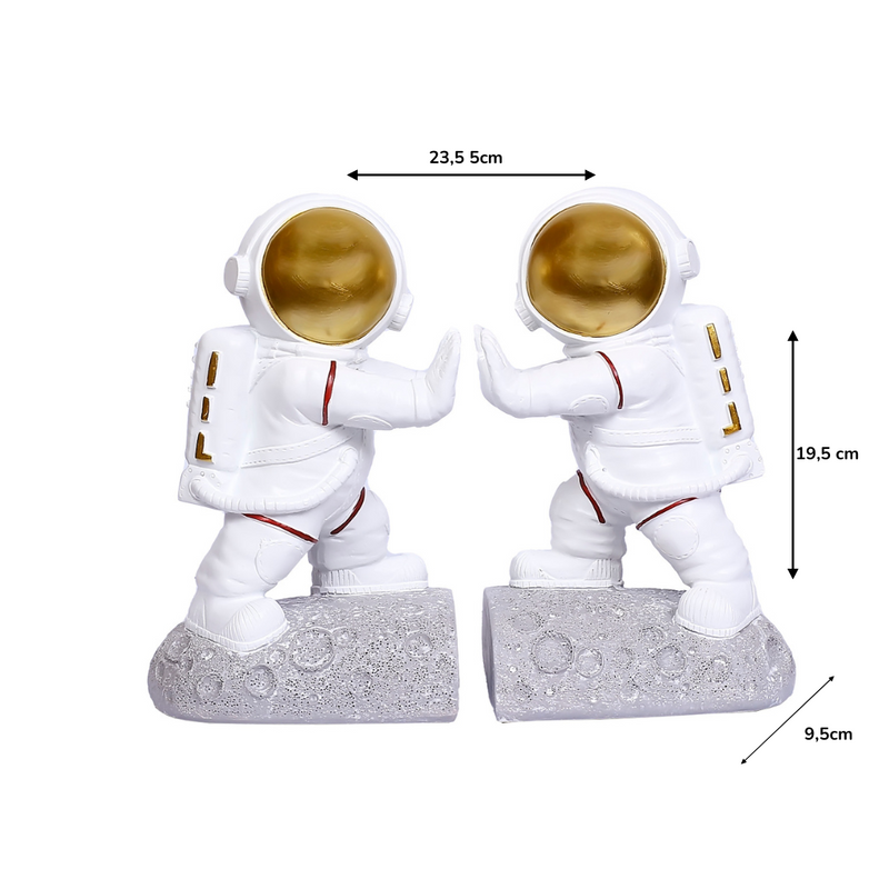 Exploradores Cósmicos: Escultura de Astronautas Suporte para Livros