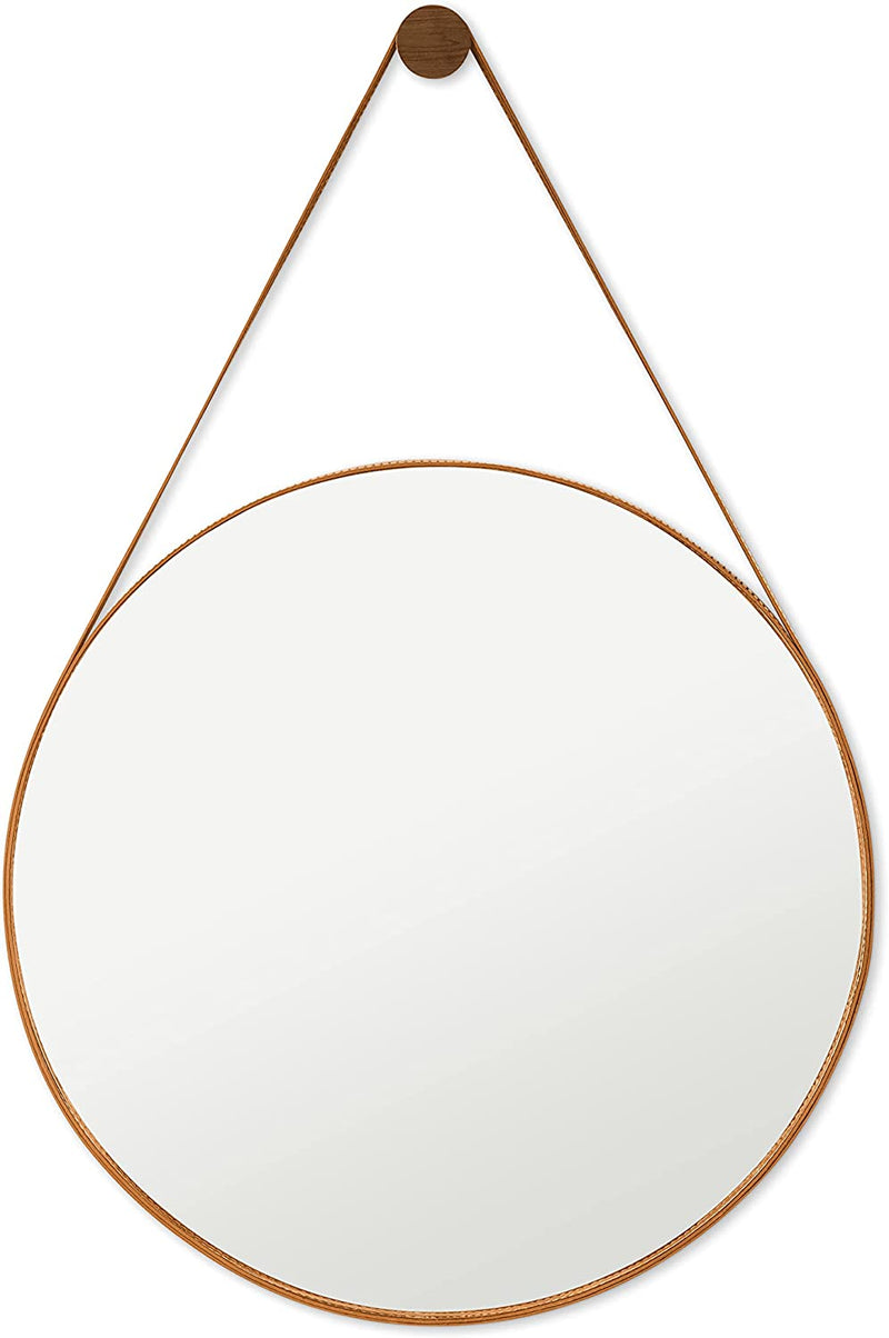 Espelho Moderno para Lavabo Alça em Couro 60cm com Suporte - Adnet