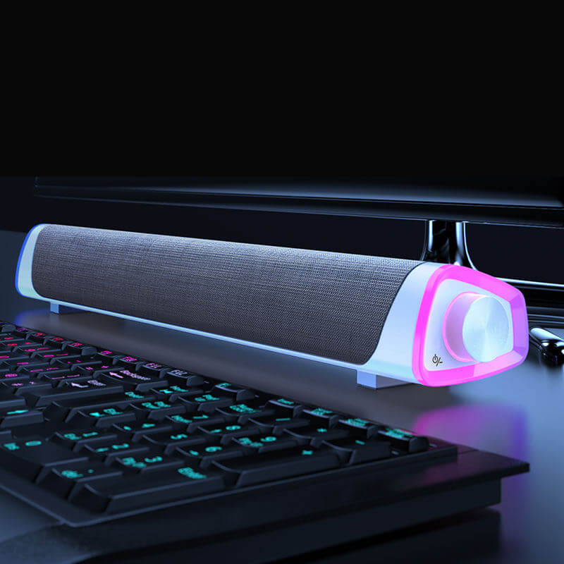 Caixa de Som Para PC 4D Night LED - Som Estéreo Com Subwoofer, Microfone e Bluetooth