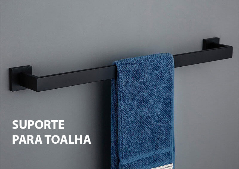 Kit Com 4 Suportes Para Banheiro Porta Toalha Porta Papel Higiênico