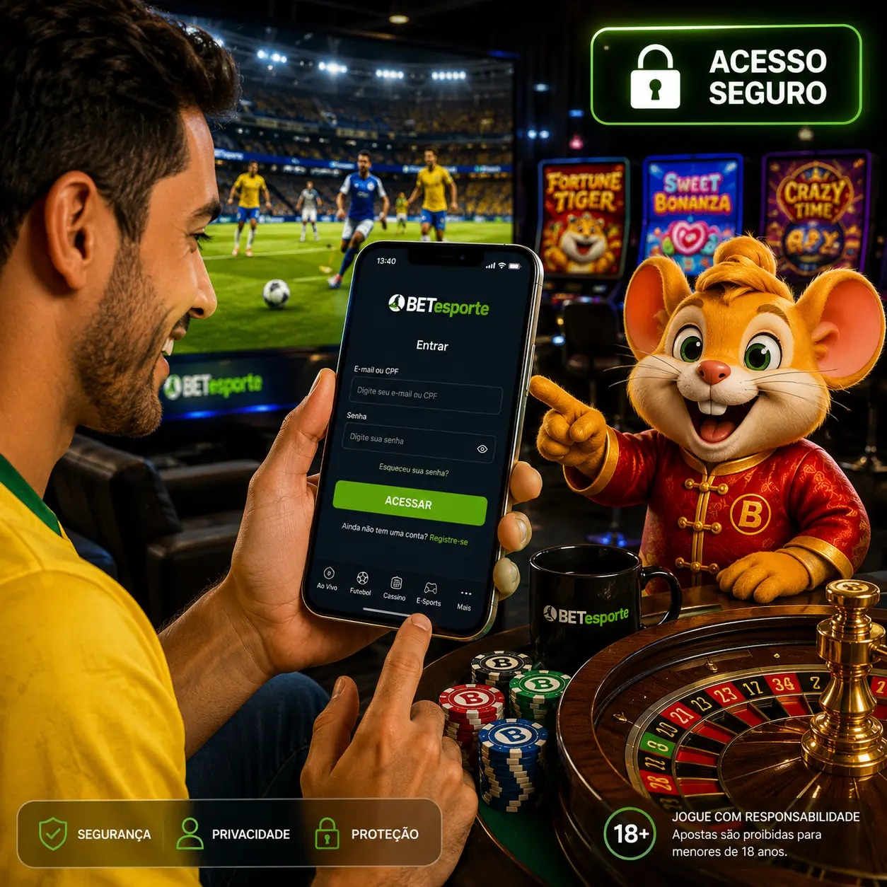 BETesporte Tela de Login e Cadastro